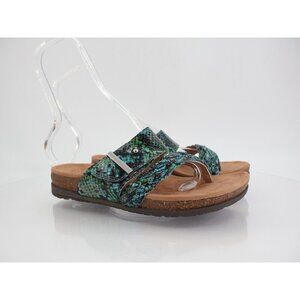 Earth Women's Onida Sandal Size 7 Blue Snake Vegan Braided Toe Post Slides